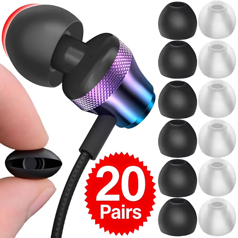 Silicone Ear Tip Replacement - 1-20쌍 부드러운 실리콘 교체용 이어팁 이어버드