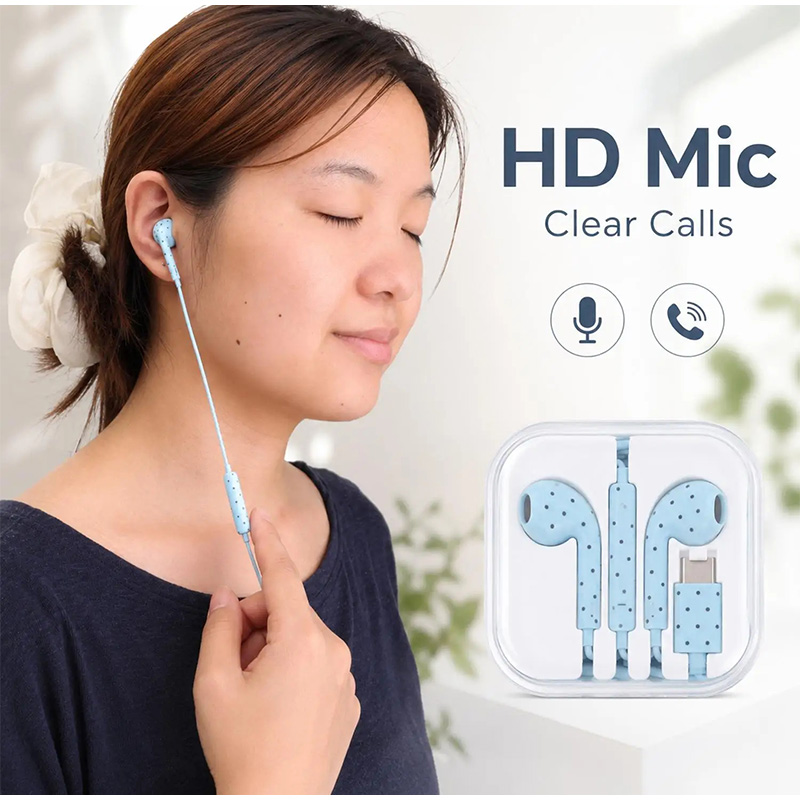 타입 C 이어폰 폴카 도트 스타 패턴 인이어 유선 이어 - Usb C Earphone 리뷰 및 가격