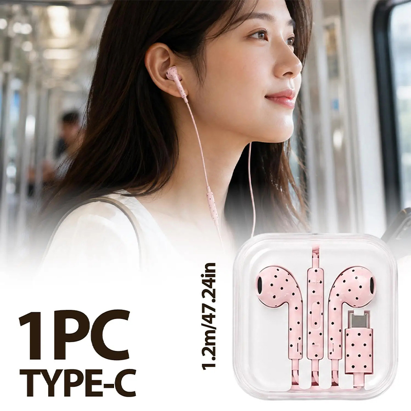 귀여운 폴카 도트 스타 타입 C 이어폰 (미, 아이폰, - Usb C Earphone 리뷰 및 가격