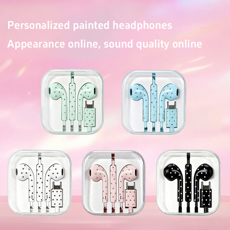 귀여운 폴카 도트 스타 타입 C 이어폰 (미, 아이폰, - Usb C Earphone 리뷰 및 가격